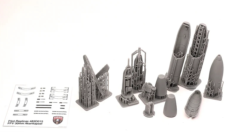 Pilot Replicas 483D015 FFV 30 mm Gun pod (Matra SA-10) for SAAB 105/SK60 & 37 Viggen - Afbeelding 2