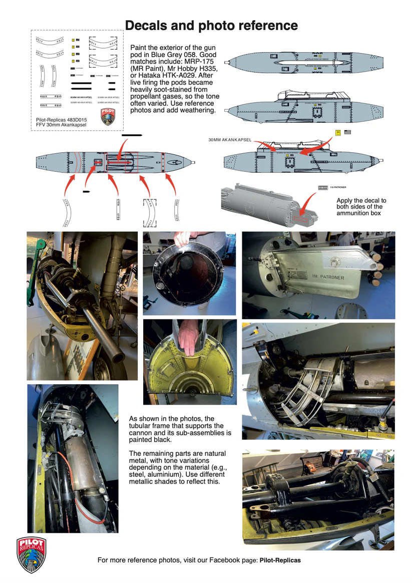 Pilot Replicas 483D015 FFV 30 mm Gun pod (Matra SA-10) for SAAB 105/SK60 & 37 Viggen - Afbeelding 5