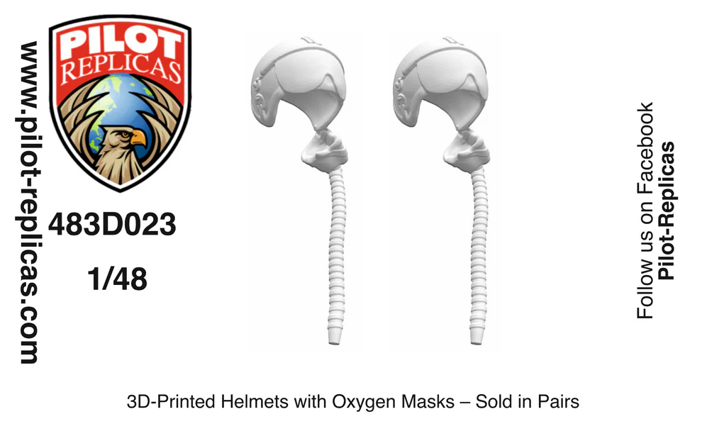 Pilot Replicas 483D023 1:48 3D-Printed Helmets with Oxygen Masks (Per paar)