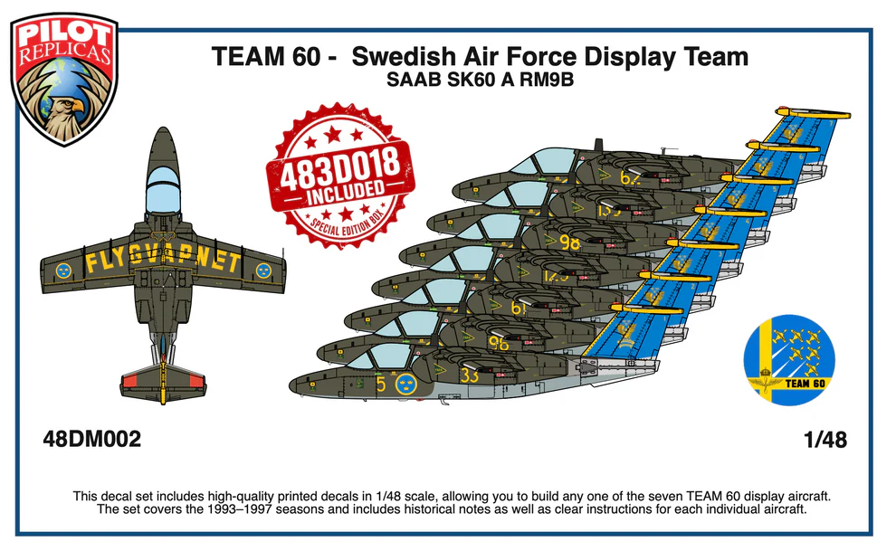 Pilot Replicas 48DM002SE SAAB SK60 Team 60 Special Edition Box (1:48)