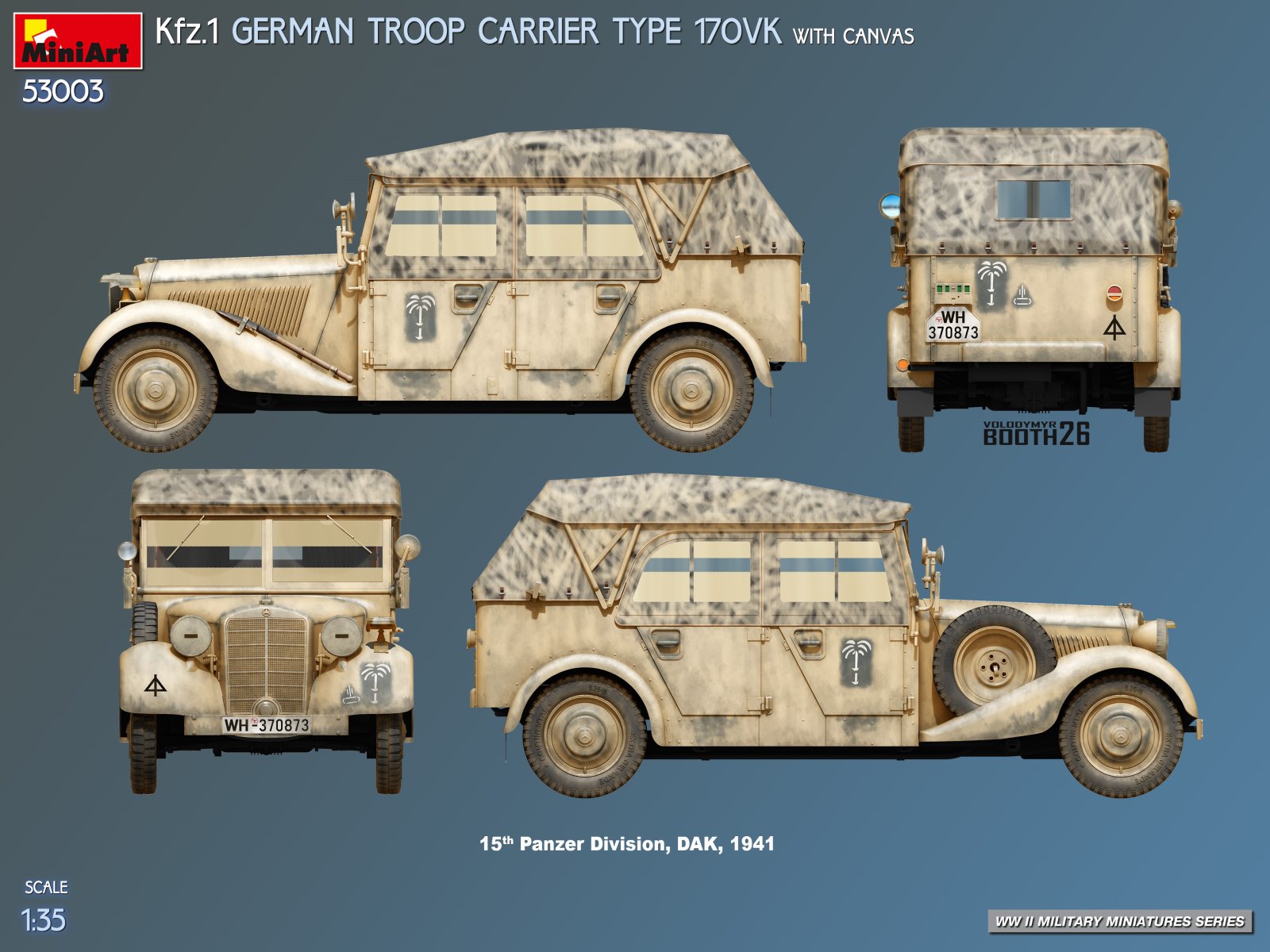MiniArt 53003 Kfz.1 German Troop Carrier Type 170VK with Canvas - Afbeelding 5