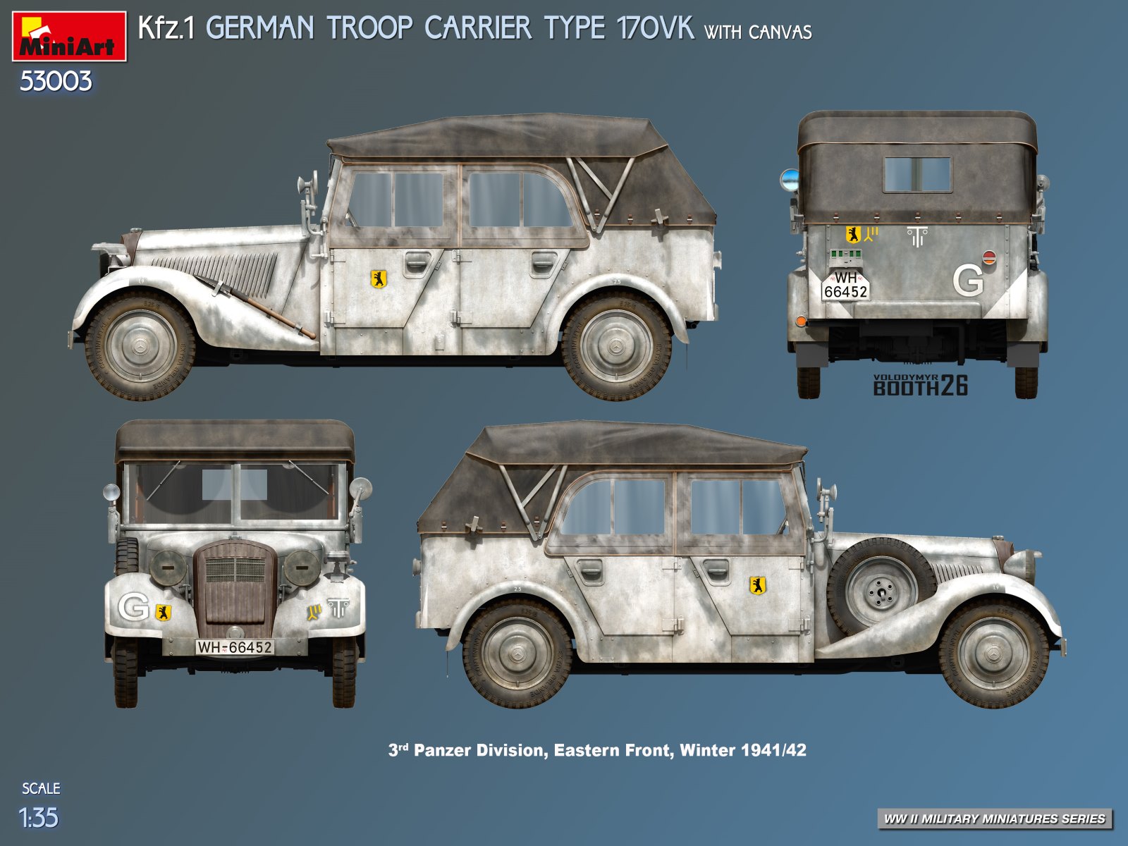 MiniArt 53003 Kfz.1 German Troop Carrier Type 170VK with Canvas - Afbeelding 6